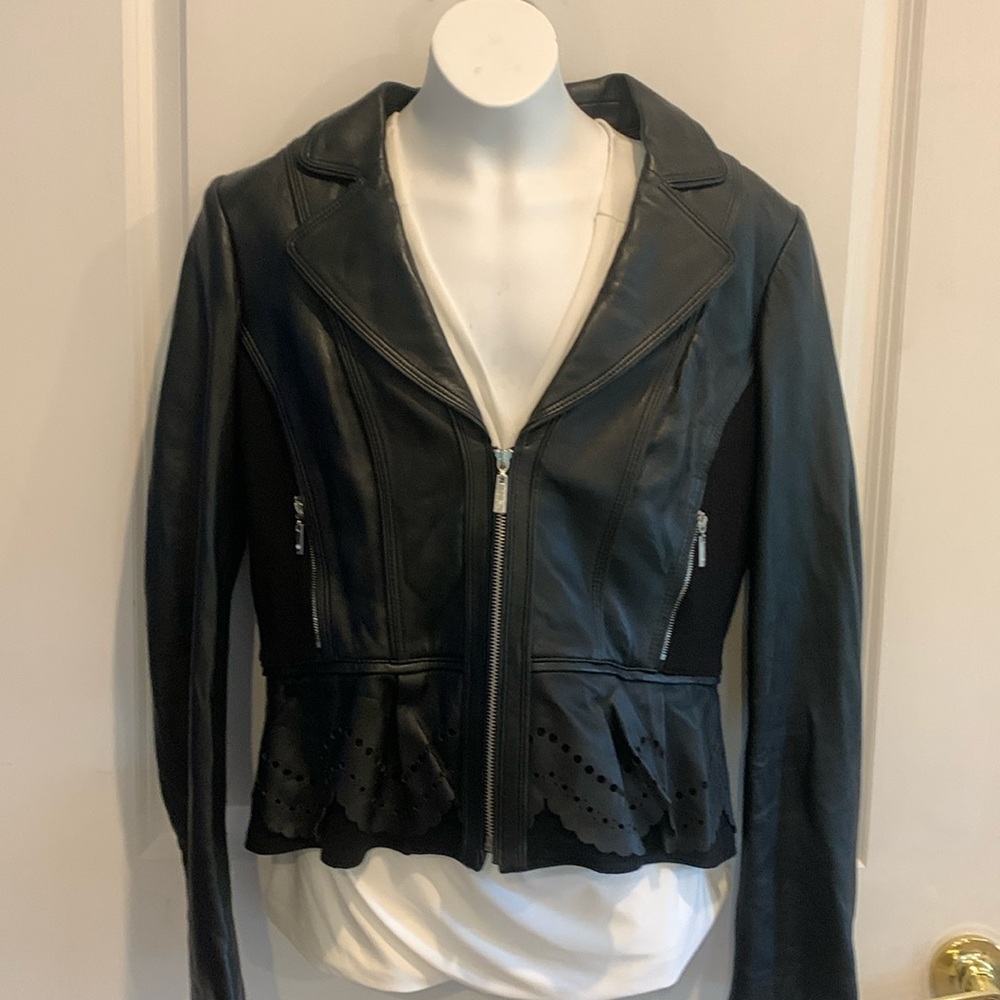 Moto Flounce Leather Jacket